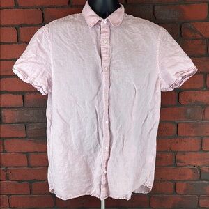 Perry Ellis Men's Large Pink Short Sleeve Button-Down Shirt – Casual, Summer